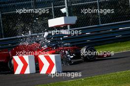 Sebastian Vettel (GER) Ferrari SF1000 hits the bollards as his brakes fail in the race. 06.09.2020. Formula 1 World Championship, Rd 8, Italian Grand Prix, Monza, Italy, Race Day.