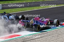 Sergio Perez (MEX) Racing Point F1 Team RP19 runs wide. 06.09.2020. Formula 1 World Championship, Rd 8, Italian Grand Prix, Monza, Italy, Race Day.