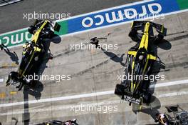 (L to R): Esteban Ocon (FRA) Renault F1 Team RS20 and Daniel Ricciardo (AUS) Renault F1 Team RS20 leave the pits. 05.09.2020. Formula 1 World Championship, Rd 8, Italian Grand Prix, Monza, Italy, Qualifying Day.