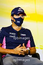 Sergio Perez (MEX) Racing Point F1 Team in the FIA Press Conference. 03.09.2020. Formula 1 World Championship, Rd 8, Italian Grand Prix, Monza, Italy, Preparation Day.