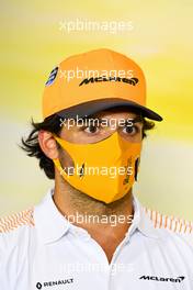 Carlos Sainz Jr (ESP) McLaren in the FIA Press Conference. 03.09.2020. Formula 1 World Championship, Rd 8, Italian Grand Prix, Monza, Italy, Preparation Day.