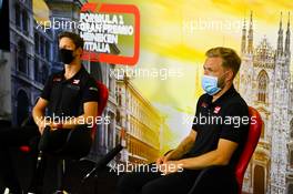 (L to R): Romain Grosjean (FRA) Haas F1 Team and Kevin Magnussen (DEN) Haas F1 Team in the FIA Press Conference. 03.09.2020. Formula 1 World Championship, Rd 8, Italian Grand Prix, Monza, Italy, Preparation Day.