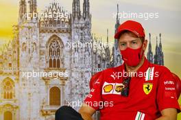 Sebastian Vettel (GER) Ferrari in the FIA Press Conference. 03.09.2020. Formula 1 World Championship, Rd 8, Italian Grand Prix, Monza, Italy, Preparation Day.