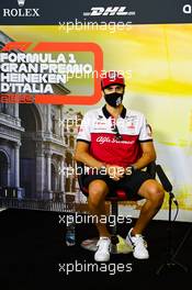 Antonio Giovinazzi (ITA) Alfa Romeo Racing in the FIA Press Conference. 03.09.2020. Formula 1 World Championship, Rd 8, Italian Grand Prix, Monza, Italy, Preparation Day.