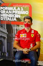 Charles Leclerc (MON) Ferrari in the FIA Press Conference. 03.09.2020. Formula 1 World Championship, Rd 8, Italian Grand Prix, Monza, Italy, Preparation Day.