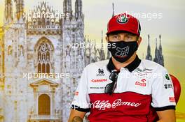 Kimi Raikkonen (FIN) Alfa Romeo Racing in the FIA Press Conference. 03.09.2020. Formula 1 World Championship, Rd 8, Italian Grand Prix, Monza, Italy, Preparation Day.