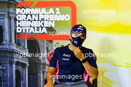 Sergio Perez (MEX) Racing Point F1 Team in the FIA Press Conference. 03.09.2020. Formula 1 World Championship, Rd 8, Italian Grand Prix, Monza, Italy, Preparation Day.