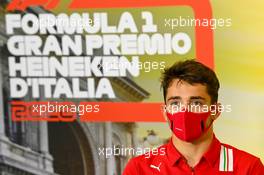 Charles Leclerc (MON) Ferrari in the FIA Press Conference. 03.09.2020. Formula 1 World Championship, Rd 8, Italian Grand Prix, Monza, Italy, Preparation Day.