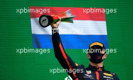 Max Verstappen (NLD) Red Bull Racing celebrates his third position on the podium. 25.10.2020. Formula 1 World Championship, Rd 12, Portuguese Grand Prix, Portimao, Portugal, Race Day.