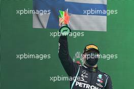 Valtteri Bottas (FIN) Mercedes AMG F1 celebrates his second position on the podium. 25.10.2020. Formula 1 World Championship, Rd 12, Portuguese Grand Prix, Portimao, Portugal, Race Day.
