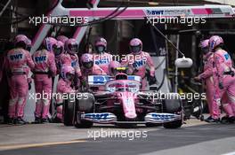 Lance Stroll (CDN) Racing Point F1 Team RP20 makes a pit stop. 25.10.2020. Formula 1 World Championship, Rd 12, Portuguese Grand Prix, Portimao, Portugal, Race Day.