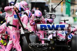 Lance Stroll (CDN) Racing Point F1 Team RP20 makes a pit stop. 25.10.2020. Formula 1 World Championship, Rd 12, Portuguese Grand Prix, Portimao, Portugal, Race Day.