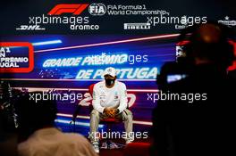 Lewis Hamilton (GBR) Mercedes AMG F1 in the post qualifying FIA Press Conference. 24.10.2020. Formula 1 World Championship, Rd 12, Portuguese Grand Prix, Portimao, Portugal, Qualifying Day.