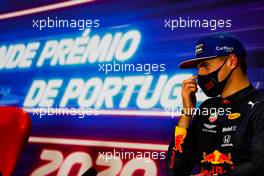Max Verstappen (NLD) Red Bull Racing in the post qualifying FIA Press Conference. 24.10.2020. Formula 1 World Championship, Rd 12, Portuguese Grand Prix, Portimao, Portugal, Qualifying Day.