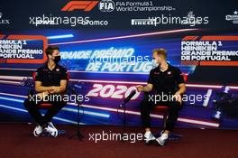 (L to R): Romain Grosjean (FRA) Haas F1 Team and team mate Kevin Magnussen (DEN) Haas F1 Team in the FIA Press Conference. 22.10.2020. Formula 1 World Championship, Rd 12, Portuguese Grand Prix, Portimao, Portugal, Preparation Day.