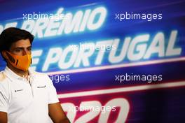 Carlos Sainz Jr (ESP) McLaren in the FIA Press Conference. 22.10.2020. Formula 1 World Championship, Rd 12, Portuguese Grand Prix, Portimao, Portugal, Preparation Day.