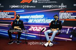 (L to R): Nicholas Latifi (CDN) Williams Racing and team mate George Russell (GBR) Williams Racing in the FIA Press Conference. 22.10.2020. Formula 1 World Championship, Rd 12, Portuguese Grand Prix, Portimao, Portugal, Preparation Day.