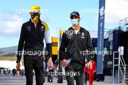 (L to R): Esteban Ocon (FRA) Renault F1 Team with team mate Daniel Ricciardo (AUS) Renault F1 Team. 22.10.2020. Formula 1 World Championship, Rd 12, Portuguese Grand Prix, Portimao, Portugal, Preparation Day.