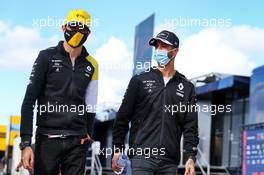 (L to R): Esteban Ocon (FRA) Renault F1 Team with team mate Daniel Ricciardo (AUS) Renault F1 Team. 22.10.2020. Formula 1 World Championship, Rd 12, Portuguese Grand Prix, Portimao, Portugal, Preparation Day.
