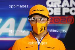 Lando Norris (GBR) McLaren in the FIA Press Conference. 22.10.2020. Formula 1 World Championship, Rd 12, Portuguese Grand Prix, Portimao, Portugal, Preparation Day.