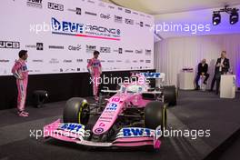 Lance Stroll (CAN), Sergio Perez (MEX) and CEO Andreas Weissenbacher (BWT). 17.02.2020 - Racing Point Livery Launch, Mondsee, Austria