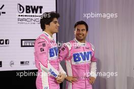 Lance Stroll (CAN), Sergio Perez (MEX) and CEO Andreas Weissenbacher (BWT). 17.02.2020 - Racing Point Livery Launch, Mondsee, Austria