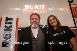 Jonathan Kendrick Co-founder and Chairman of the ROKiT Group of Companies with Tatiana Calderon. . 02.03.2020. ROKiT Racing brand launch, Covent Garden, London, UK.