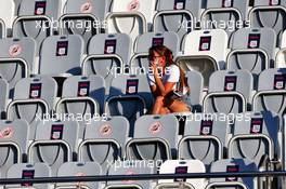 Circuit atmosphere - fan in the grandstand. 25.09.2020. Formula 1 World Championship, Rd 10, Russian Grand Prix, Sochi Autodrom, Sochi, Russia, Practice Day.
