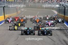 (L to R): Lewis Hamilton (GBR) Mercedes AMG F1 and Valtteri Bottas (FIN) Mercedes AMG F1 W11 at the start of the race. 27.09.2020. Formula 1 World Championship, Rd 10, Russian Grand Prix, Sochi Autodrom, Sochi, Russia, Race Day.