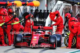 Sebastian Vettel (GER) Ferrari SF1000 makes a pit stop. 27.09.2020. Formula 1 World Championship, Rd 10, Russian Grand Prix, Sochi Autodrom, Sochi, Russia, Race Day.