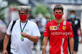 Charles Leclerc (MON) Ferrari with his Manager Morgan Caron. 26.09.2020. Formula 1 World Championship, Rd 10, Russian Grand Prix, Sochi Autodrom, Sochi, Russia, Qualifying Day.