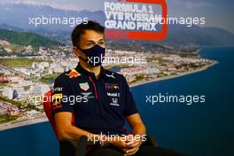 Alexander Albon (THA) Red Bull Racing in the FIA Press Conference. 24.09.2020. Formula 1 World Championship, Rd 10, Russian Grand Prix, Sochi Autodrom, Sochi, Russia, Preparation Day.