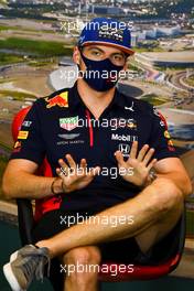 Max Verstappen (NLD) Red Bull Racing in the FIA Press Conference. 24.09.2020. Formula 1 World Championship, Rd 10, Russian Grand Prix, Sochi Autodrom, Sochi, Russia, Preparation Day.