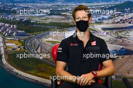 Romain Grosjean (FRA) Haas F1 Team in the FIA Press Conference. 24.09.2020. Formula 1 World Championship, Rd 10, Russian Grand Prix, Sochi Autodrom, Sochi, Russia, Preparation Day.