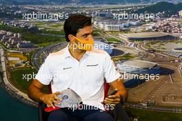 Carlos Sainz Jr (ESP) McLaren in the FIA Press Conference. 24.09.2020. Formula 1 World Championship, Rd 10, Russian Grand Prix, Sochi Autodrom, Sochi, Russia, Preparation Day.