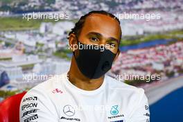 Lewis Hamilton (GBR) Mercedes AMG F1 in the FIA Press Conference. 24.09.2020. Formula 1 World Championship, Rd 10, Russian Grand Prix, Sochi Autodrom, Sochi, Russia, Preparation Day.