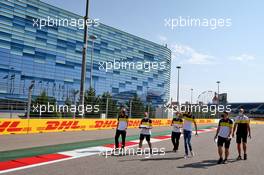 Esteban Ocon (FRA) Renault F1 Team walks the circuit with the team. 24.09.2020. Formula 1 World Championship, Rd 10, Russian Grand Prix, Sochi Autodrom, Sochi, Russia, Preparation Day.