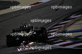 Esteban Ocon (FRA) Renault F1 Team RS20 sends sparks flying. 04.12.2020. Formula 1 World Championship, Rd 16, Sakhir Grand Prix, Sakhir, Bahrain, Practice Day