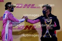 3rd place Lance Stroll (CDN) Racing Point F1 Team RP20 and Andy Stevenson. 06.12.2020. Formula 1 World Championship, Rd 16, Sakhir Grand Prix, Sakhir, Bahrain, Race Day.