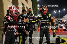 Esteban Ocon (FRA) Renault F1 Team celebrates his second position in parc ferme with Kevin Magnussen (DEN) Haas F1 Team. 06.12.2020. Formula 1 World Championship, Rd 16, Sakhir Grand Prix, Sakhir, Bahrain, Race Day.