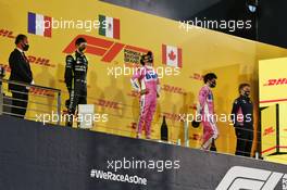 The podium (L to R): Esteban Ocon (FRA) Renault F1 Team, second; Sergio Perez (MEX) Racing Point F1 Team, race winner; Lance Stroll (CDN) Racing Point F1 Team, third. 06.12.2020. Formula 1 World Championship, Rd 16, Sakhir Grand Prix, Sakhir, Bahrain, Race Day.