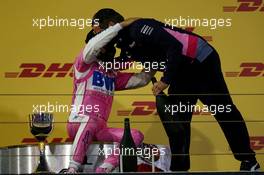 1st place Sergio Perez (MEX) Racing Point F1 Team RP19 and Andy Stevenson. 06.12.2020. Formula 1 World Championship, Rd 16, Sakhir Grand Prix, Sakhir, Bahrain, Race Day.