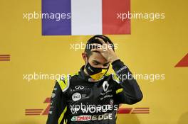 Esteban Ocon (FRA) Renault F1 Team celebrates his second position on the podium. 06.12.2020. Formula 1 World Championship, Rd 16, Sakhir Grand Prix, Sakhir, Bahrain, Race Day.