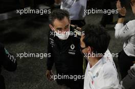  Cyril Abiteboul (FRA) Renault Sport F1 Managing Director and Toto Wolff (GER) Mercedes AMG F1 Shareholder and Executive Director. 06.12.2020. Formula 1 World Championship, Rd 16, Sakhir Grand Prix, Sakhir, Bahrain, Race Day.