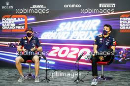 (L to R): Max Verstappen (NLD) Red Bull Racing with team mate Alexander Albon (THA) Red Bull Racing in the FIA Press Conference. 03.12.2020. Formula 1 World Championship, Rd 16, Sakhir Grand Prix, Sakhir, Bahrain, Preparation Day.