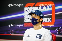 Pierre Gasly (FRA) AlphaTauri in the FIA Press Conference. 03.12.2020. Formula 1 World Championship, Rd 16, Sakhir Grand Prix, Sakhir, Bahrain, Preparation Day.