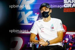 George Russell (GBR) Mercedes AMG F1 in the FIA Press Conference. 03.12.2020. Formula 1 World Championship, Rd 16, Sakhir Grand Prix, Sakhir, Bahrain, Preparation Day.