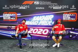 (L to R): Charles Leclerc (MON) Ferrari with team mate Sebastian Vettel (GER) Ferrari in the FIA Press Conference. 03.12.2020. Formula 1 World Championship, Rd 16, Sakhir Grand Prix, Sakhir, Bahrain, Preparation Day.