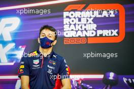 Alexander Albon (THA) Red Bull Racing in the FIA Press Conference. 03.12.2020. Formula 1 World Championship, Rd 16, Sakhir Grand Prix, Sakhir, Bahrain, Preparation Day.