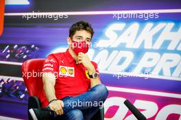 Charles Leclerc (MON) Ferrari in the FIA Press Conference. 03.12.2020. Formula 1 World Championship, Rd 16, Sakhir Grand Prix, Sakhir, Bahrain, Preparation Day.